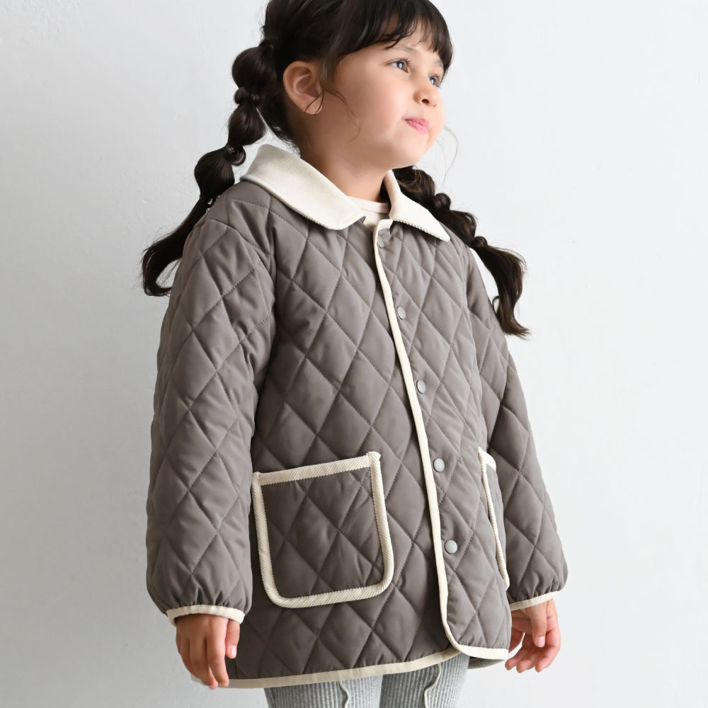 【撥水】 洗える 衿付き キルティング ジャケット