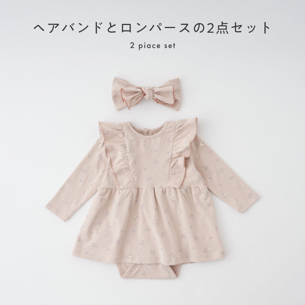 肩フリル チュニック ロンパース リボンセット