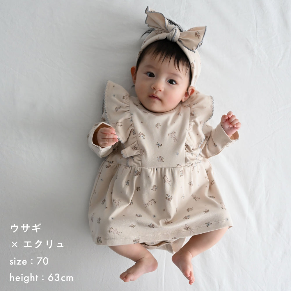肩フリル チュニック ロンパース リボンセット