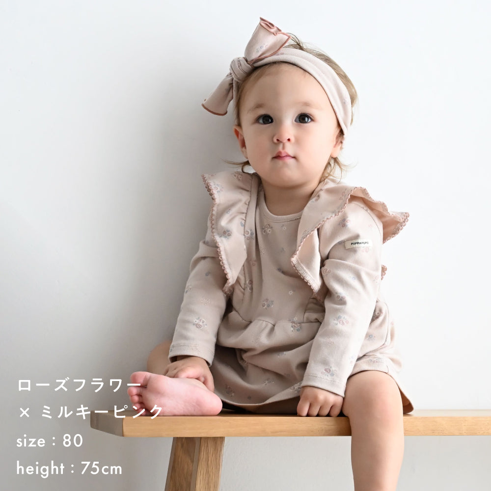 肩フリル チュニック ロンパース リボンセット