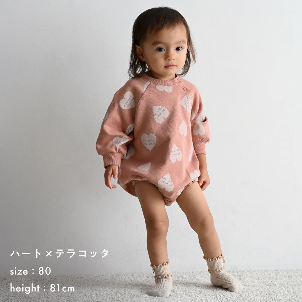 ビッグプリント スウェット ロンパース