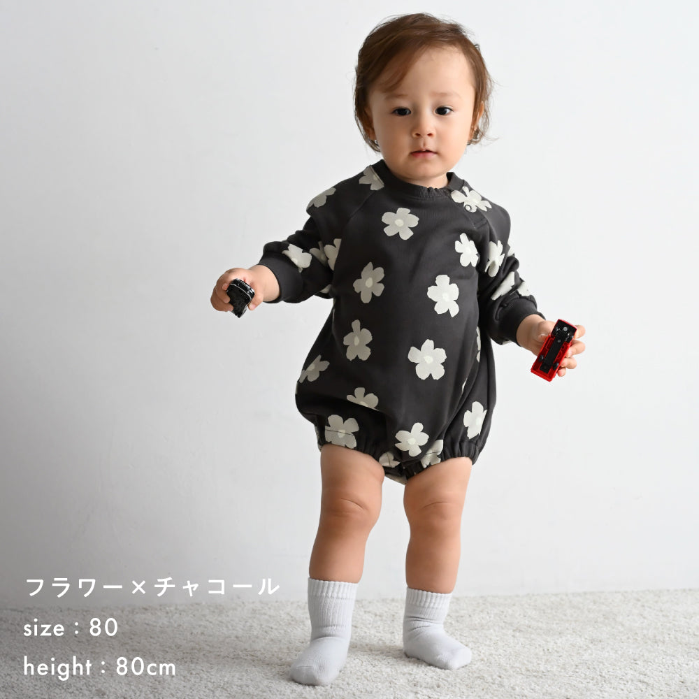 ビッグプリント スウェット ロンパース