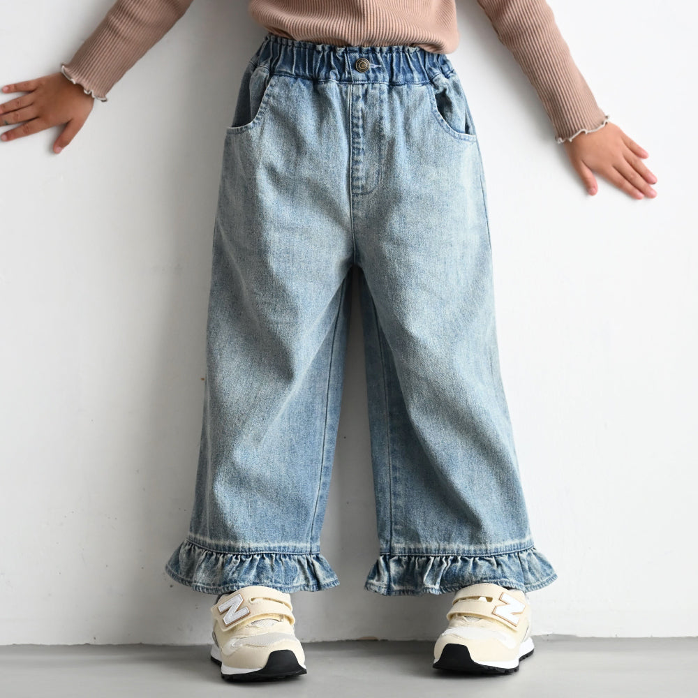 裾フリル ワイド パンツ