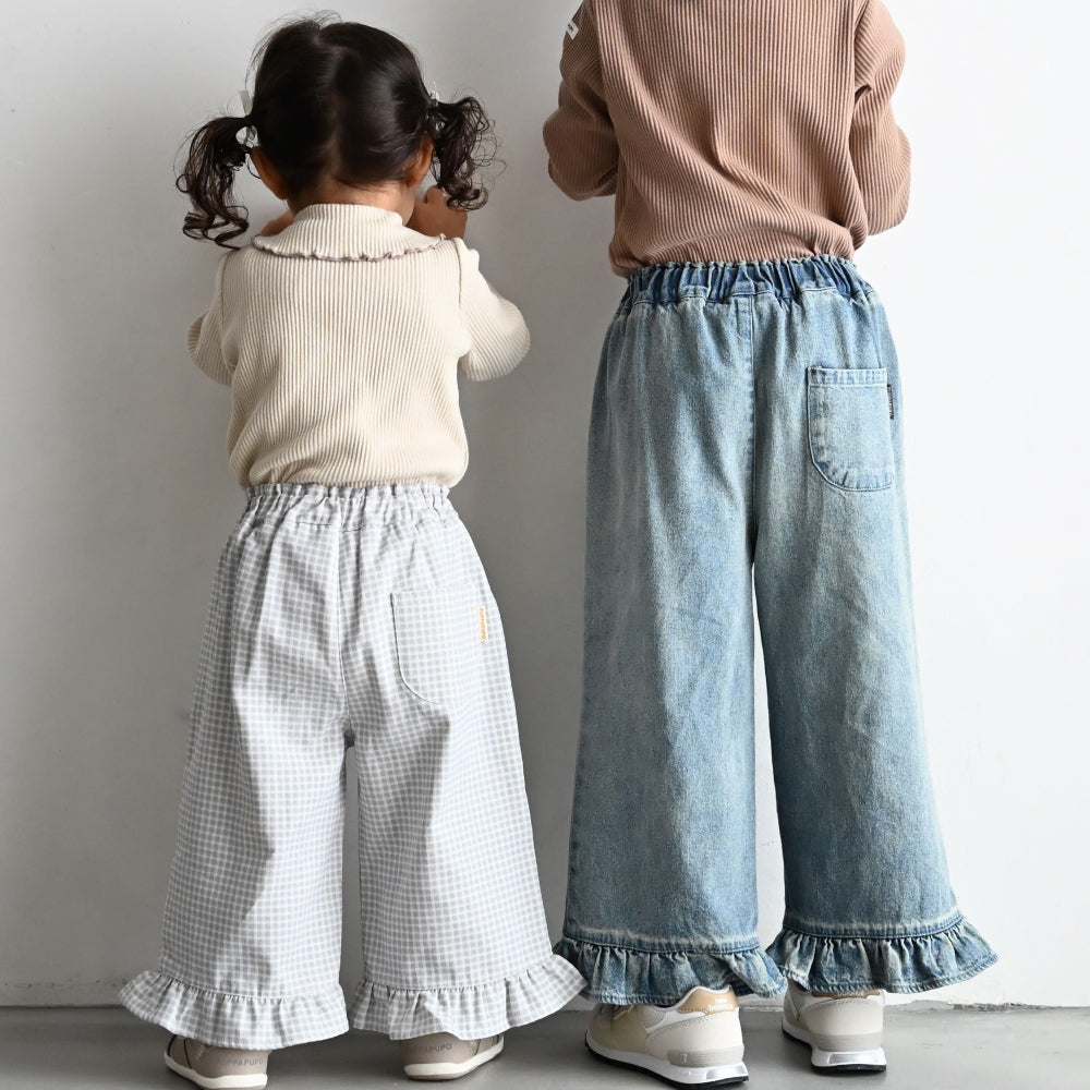 裾フリル ワイド パンツ