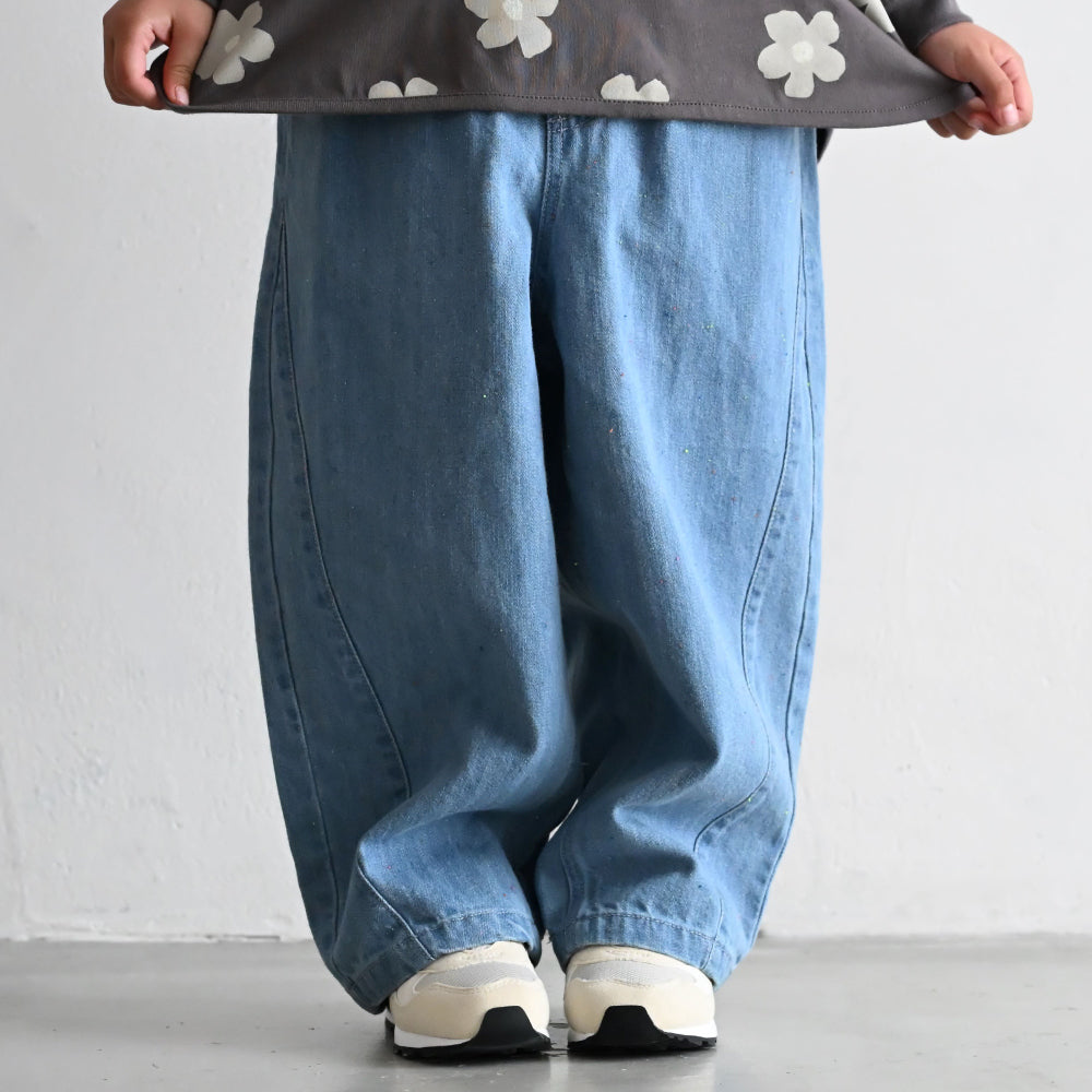 バレルレッグ パンツ デニム カラーネップ