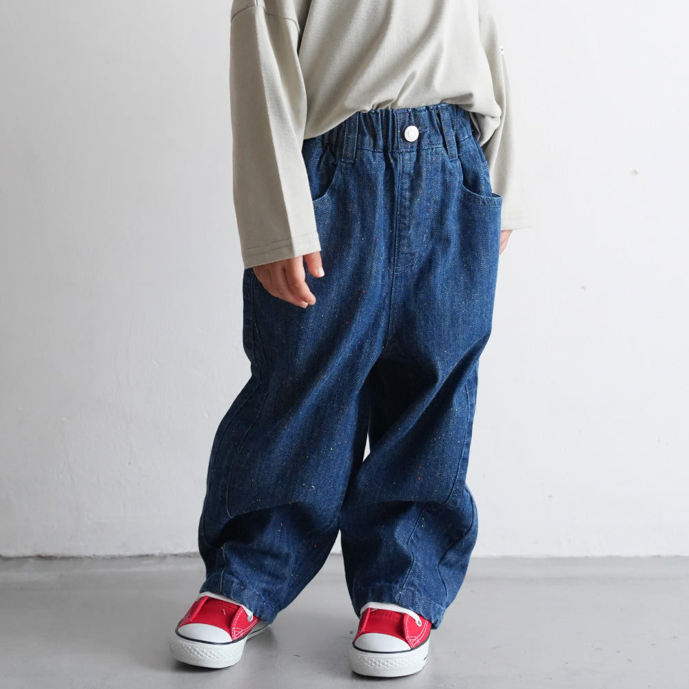 バレルレッグ パンツ デニム カラーネップ