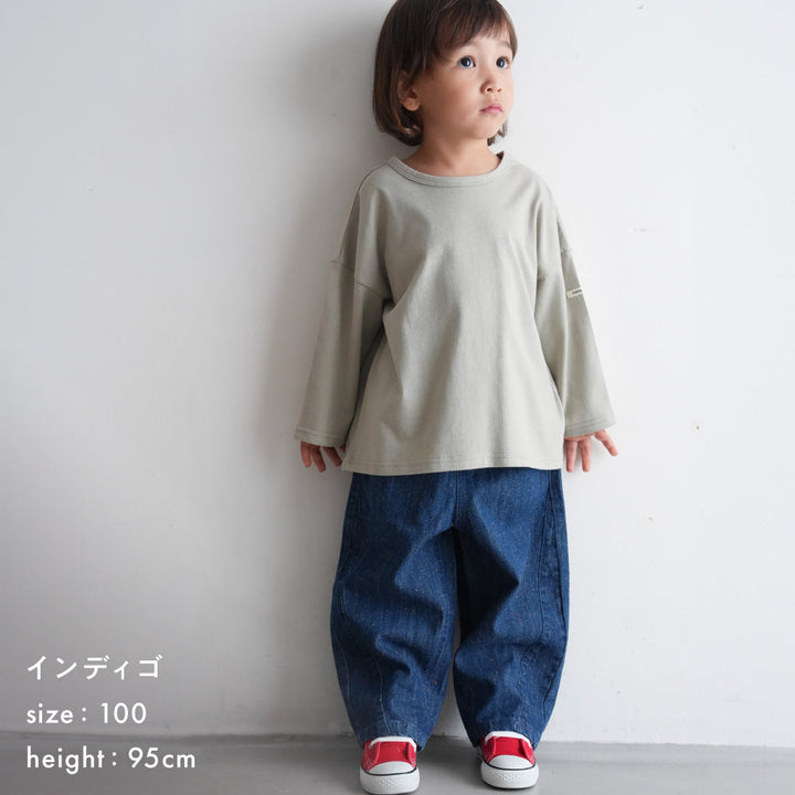 バレルレッグ パンツ デニム カラーネップ