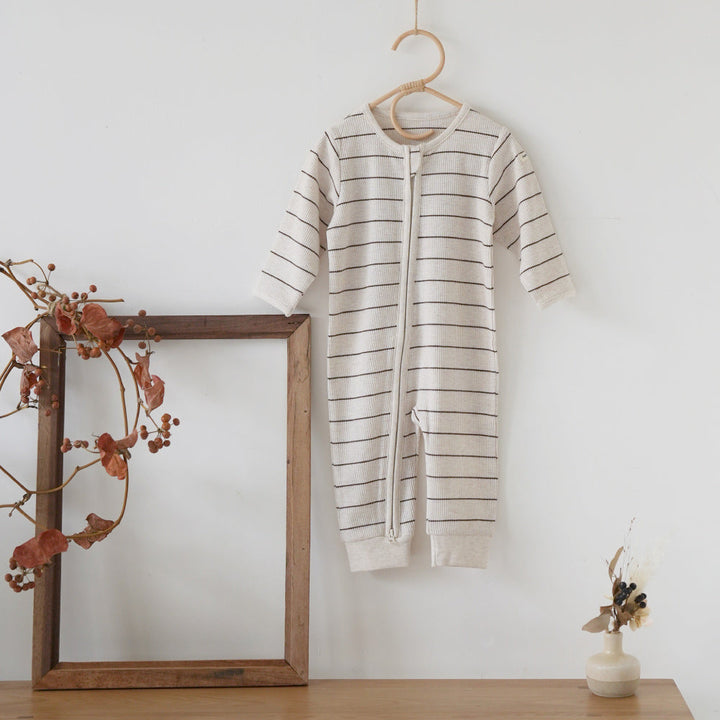 ダブルジップ 長袖 カバーオール ワッフル