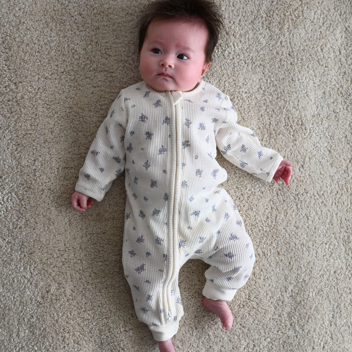 ダブルジップ 長袖 カバーオール ワッフル