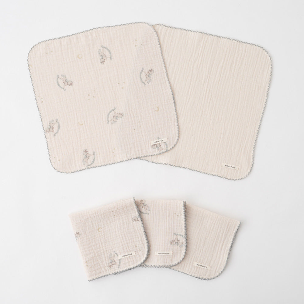 ハンカチ 5枚セット 2重ガーゼ