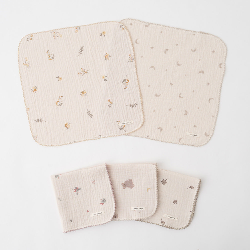 ハンカチ 5枚セット 2重ガーゼ