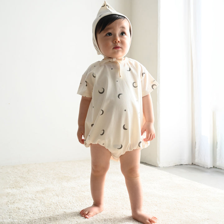 半袖 ロンパース ボンネット付き
