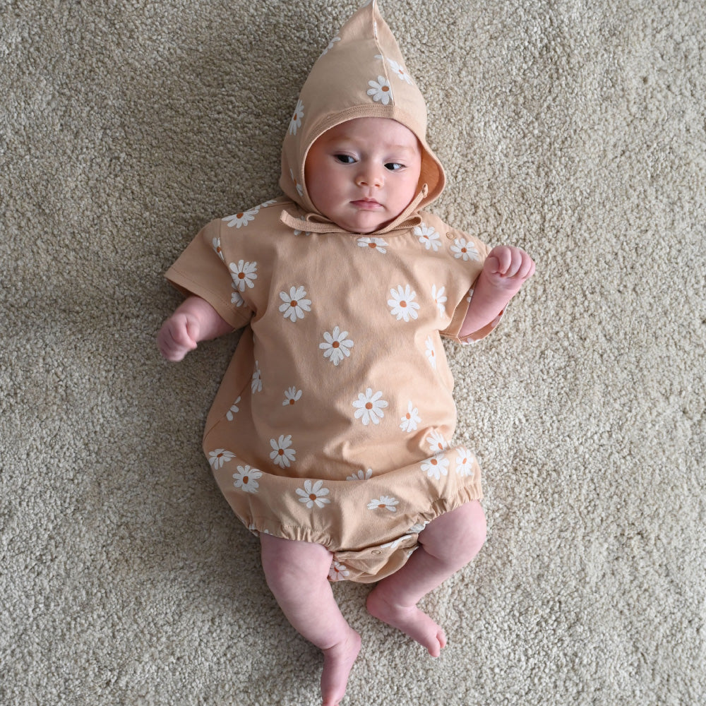 半袖 ロンパース ボンネット付き