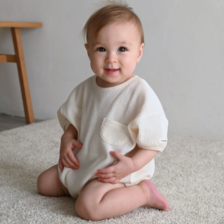 プランプ 半袖 ロンパース ワッフル