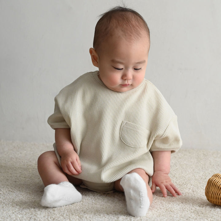 プランプ 半袖 ロンパース ワッフル