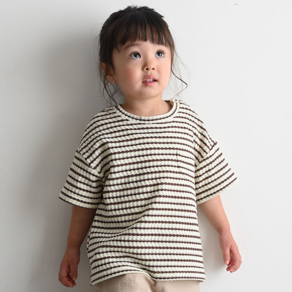 クルーネック 半袖 Tシャツ ワッフル