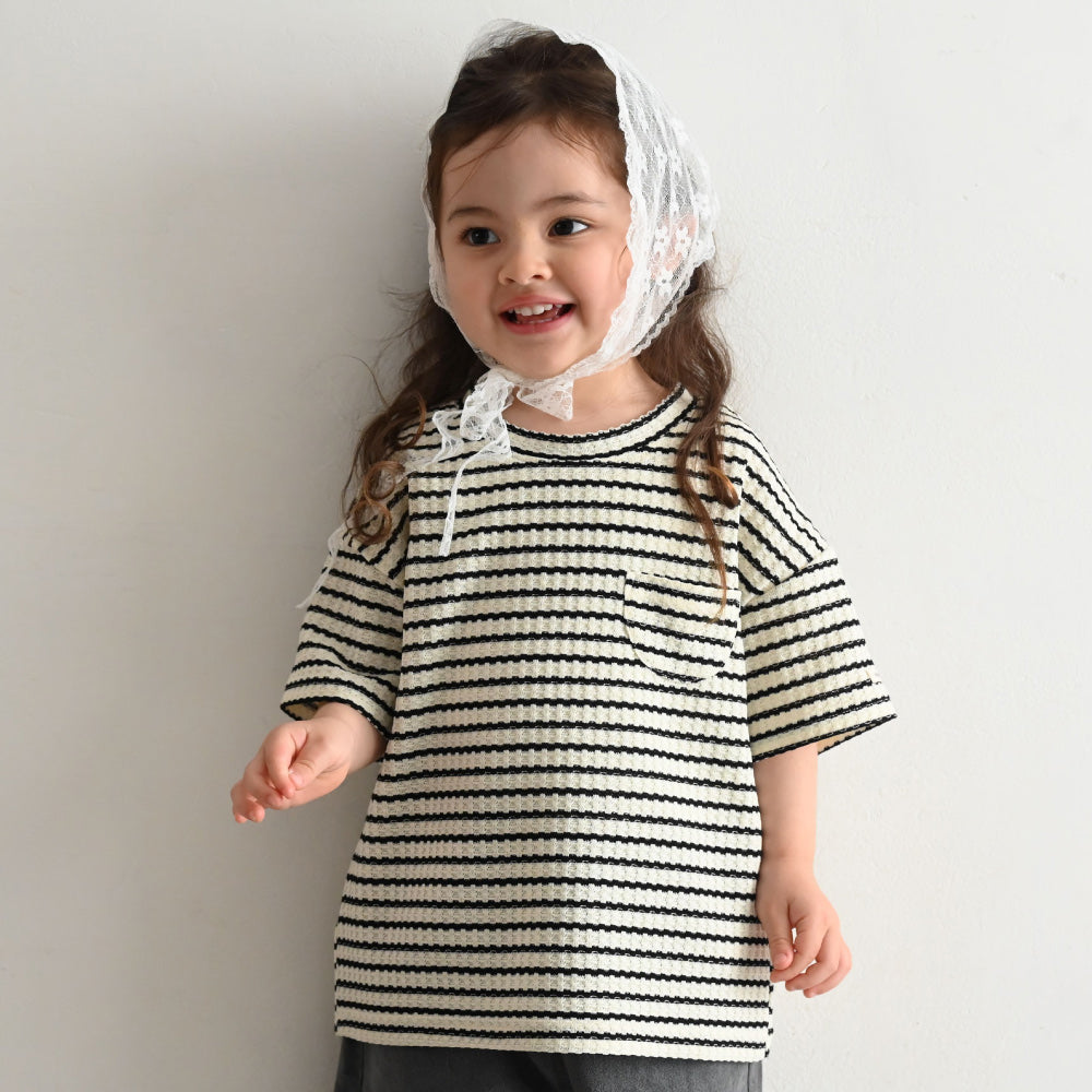 クルーネック 半袖 Tシャツ ワッフル