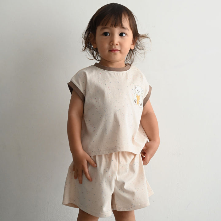 セットアップノースリーブ ショートパンツ ネップ