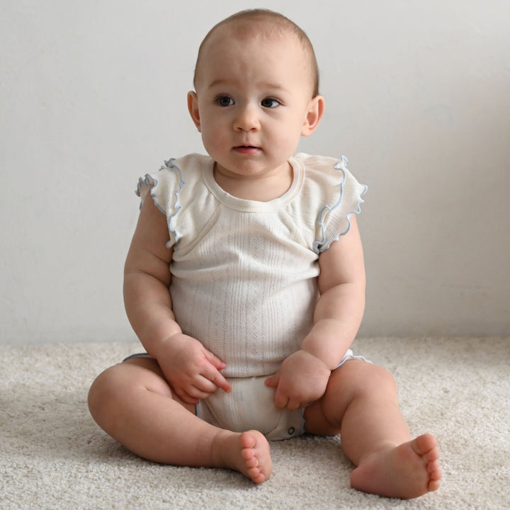 肩フリル ロンパース  針抜き