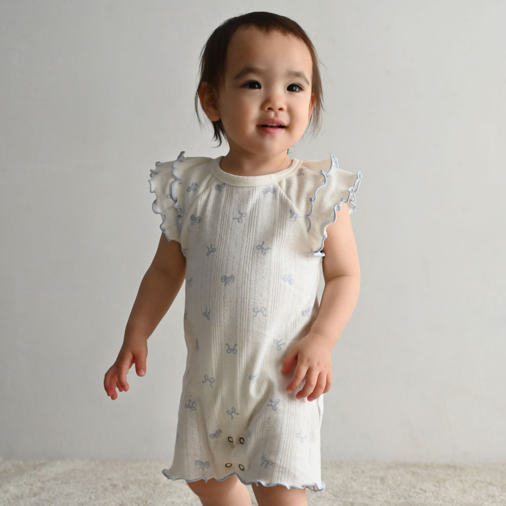 肩フリル ロンパース  針抜き