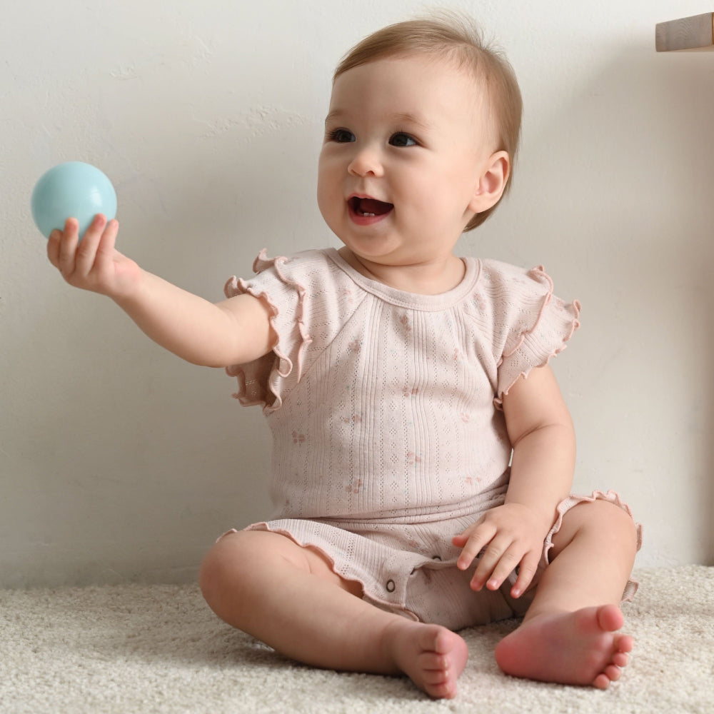 肩フリル ロンパース  針抜き