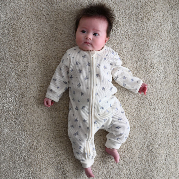 ダブルジップ 長袖 カバーオール ワッフル