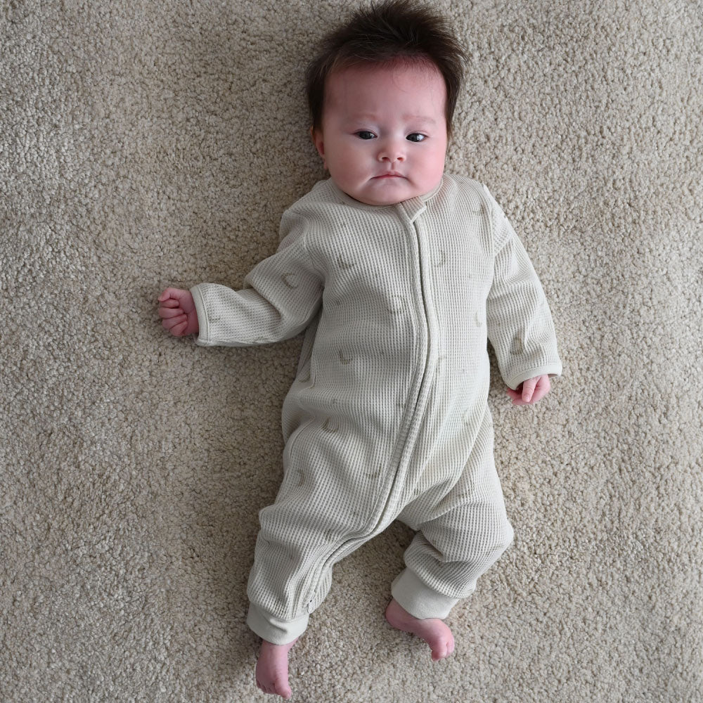 ダブルジップ 長袖 カバーオール ワッフル