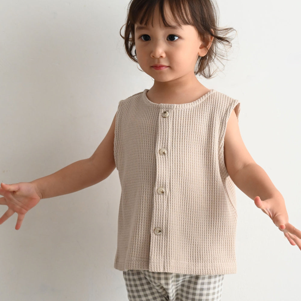 前後2way ノースリーブカットソー ラフリーワッフル