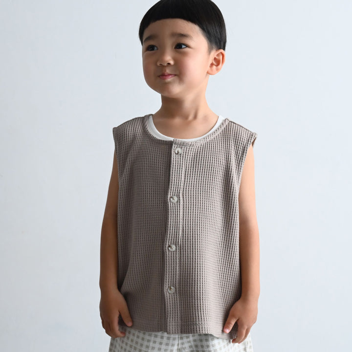 前後2way ノースリーブカットソー ラフリーワッフル