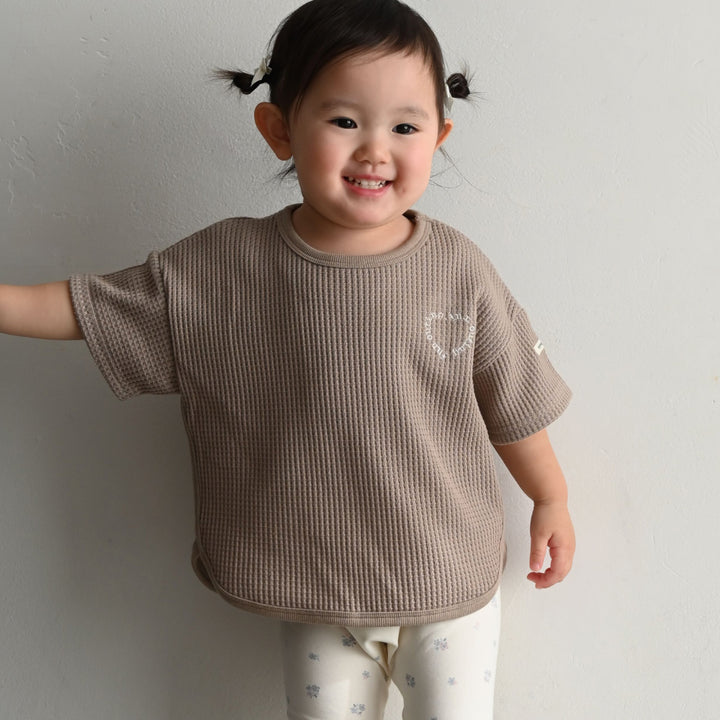 ラウンド 半袖 Tシャツ ラフリーワッフル