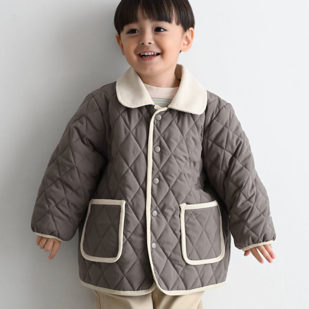 【撥水】 洗える 衿付き キルティング ジャケット
