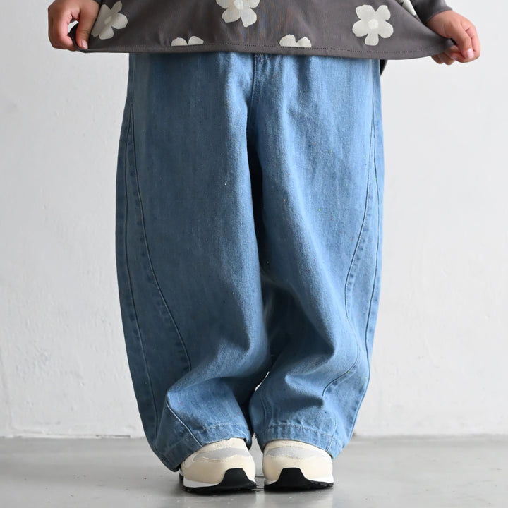 バレルレッグ パンツ デニム カラーネップ