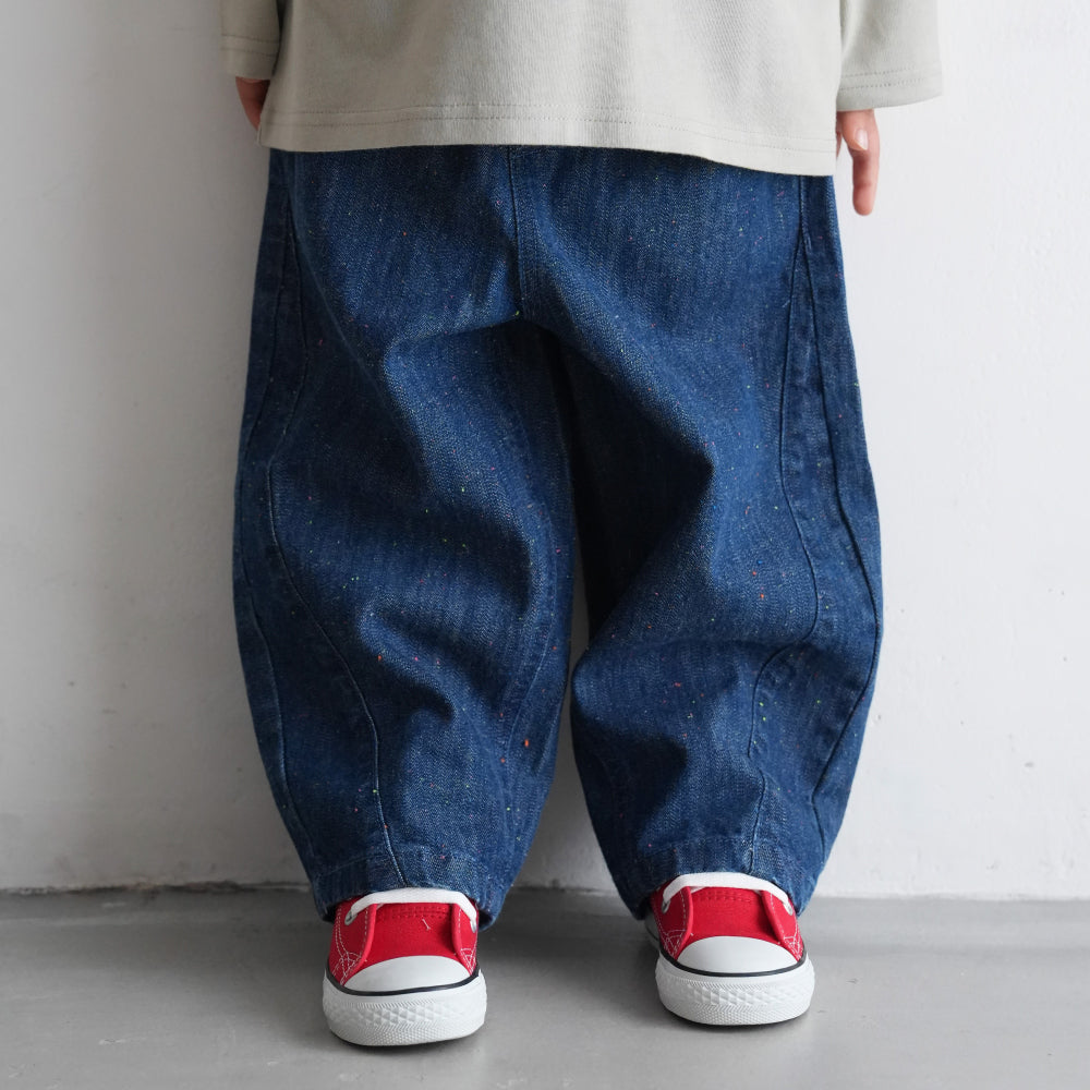 バレルレッグ パンツ デニム カラーネップ