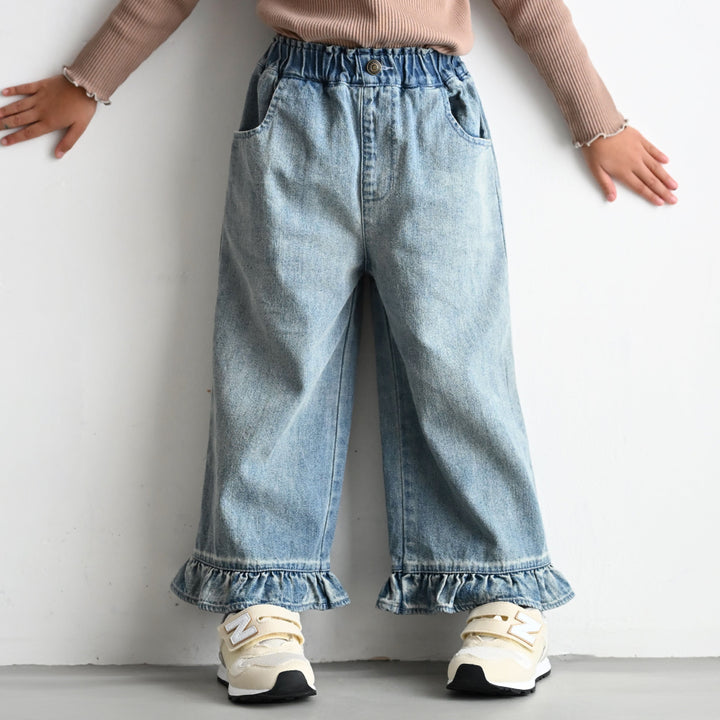 裾フリル ワイド パンツ