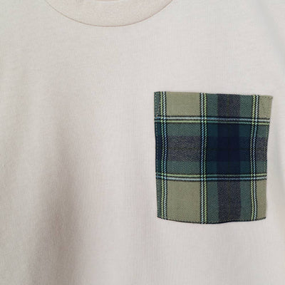 チェック ポケット 裾 レイヤード 長袖 Tシャツ
